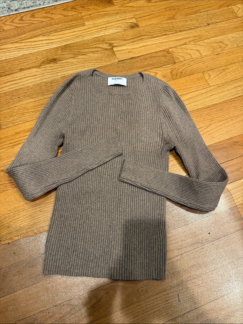 Old Navy Ribbed Crewneck Sweater in Taupe Brown